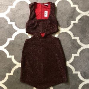 Express sparkly cut out dress